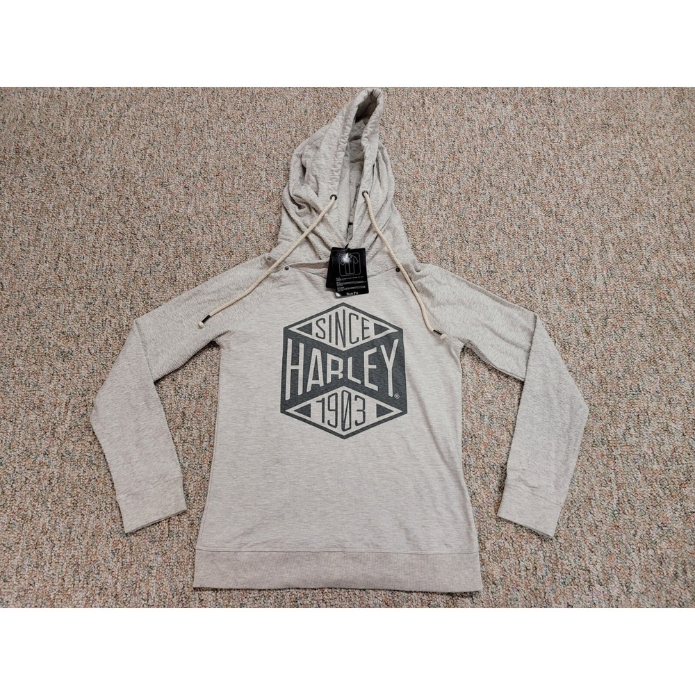 Harley Davidson Hoodie Womens Medium Off White NWT Motorcycle Biker Sweatshirt